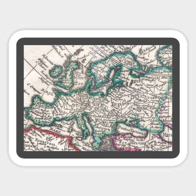 Vintage Map of Europe (1685) Sticker by Bravuramedia